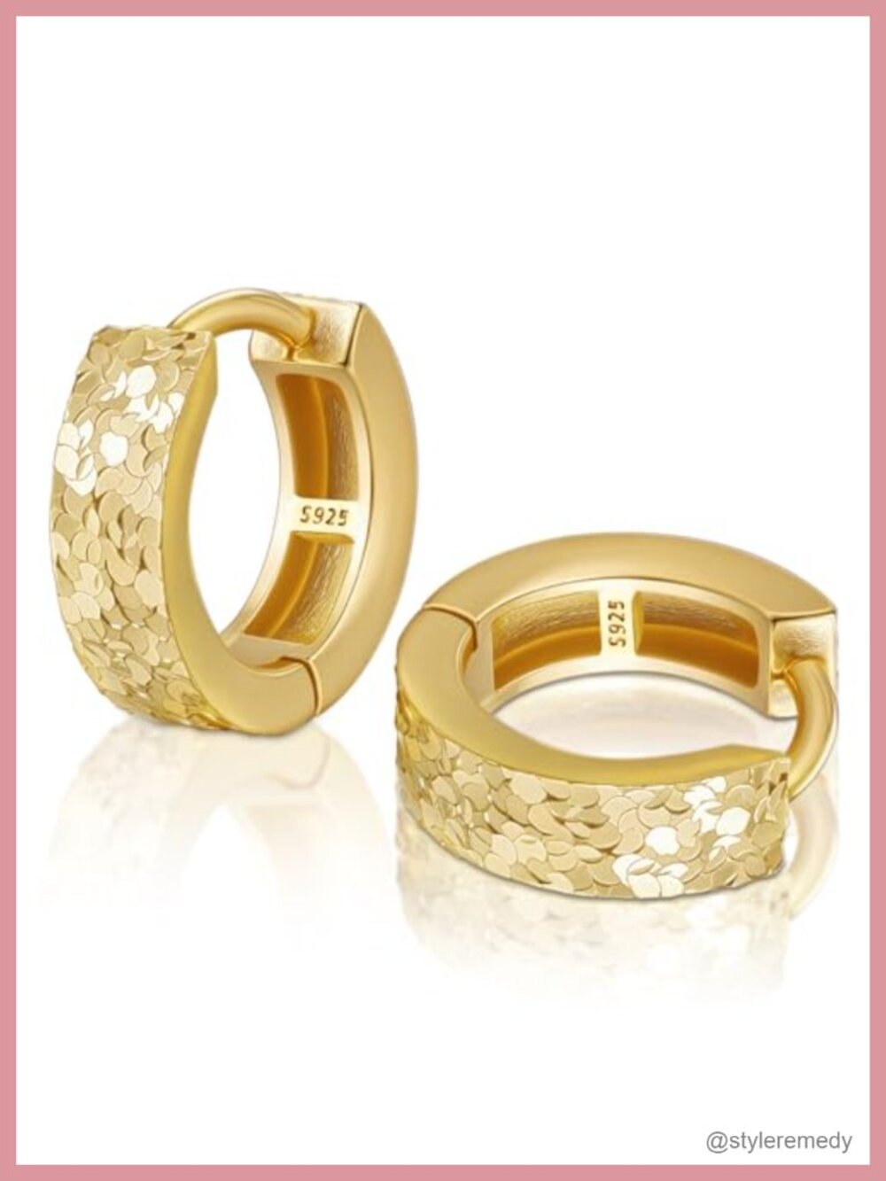 18mm Gold Plated 925 Sterling Silver Huggie Hoop Earrings
